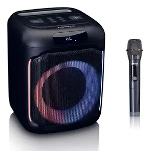 Lenco PA-101BK 1-way Wireless Party Speaker with 100 W RMS Power, Bluetooth, and Microphone in Black