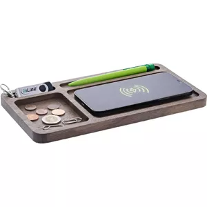 Органайзер InLine WoodCharge с Qi зарядкой USB источник питания