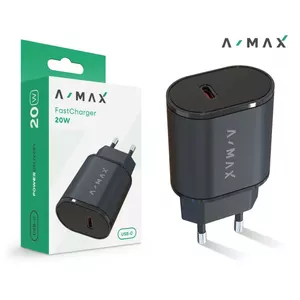 Power adapter ALIGATOR A-MAX PD 20W USB-C, 20W USB-C PD charger, black