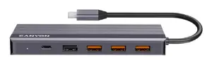 Canyon DS-16 13-in-1 USB Type-C Hub in Grey with HDMI, DisplayPort, RJ-45, USB-A, USB-C, 3.5mm Audio, SD and MicroSD Card Reader, and 100W Power Delivery