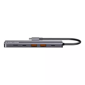 USB Type-C хаб CANYON DS-17 — HDMI, USB 3.2 Gen 1 A, USB-C, MicroSD, 10000 Mbit/s, серый