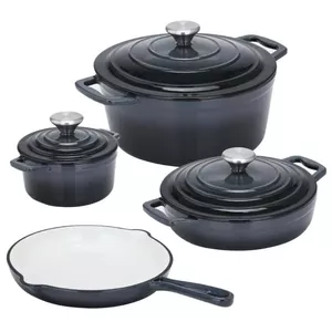 Cast iron cookware set CS Kochsysteme XANTEN 7-piece, PronamelPlus enamel, ovenproof, grey