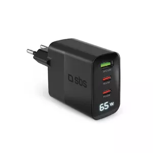 Зарядное устройство для мобильных устройств SBS TETRGANLCD1USB2C65K Универсальное Черное AC Быстрая зарядка