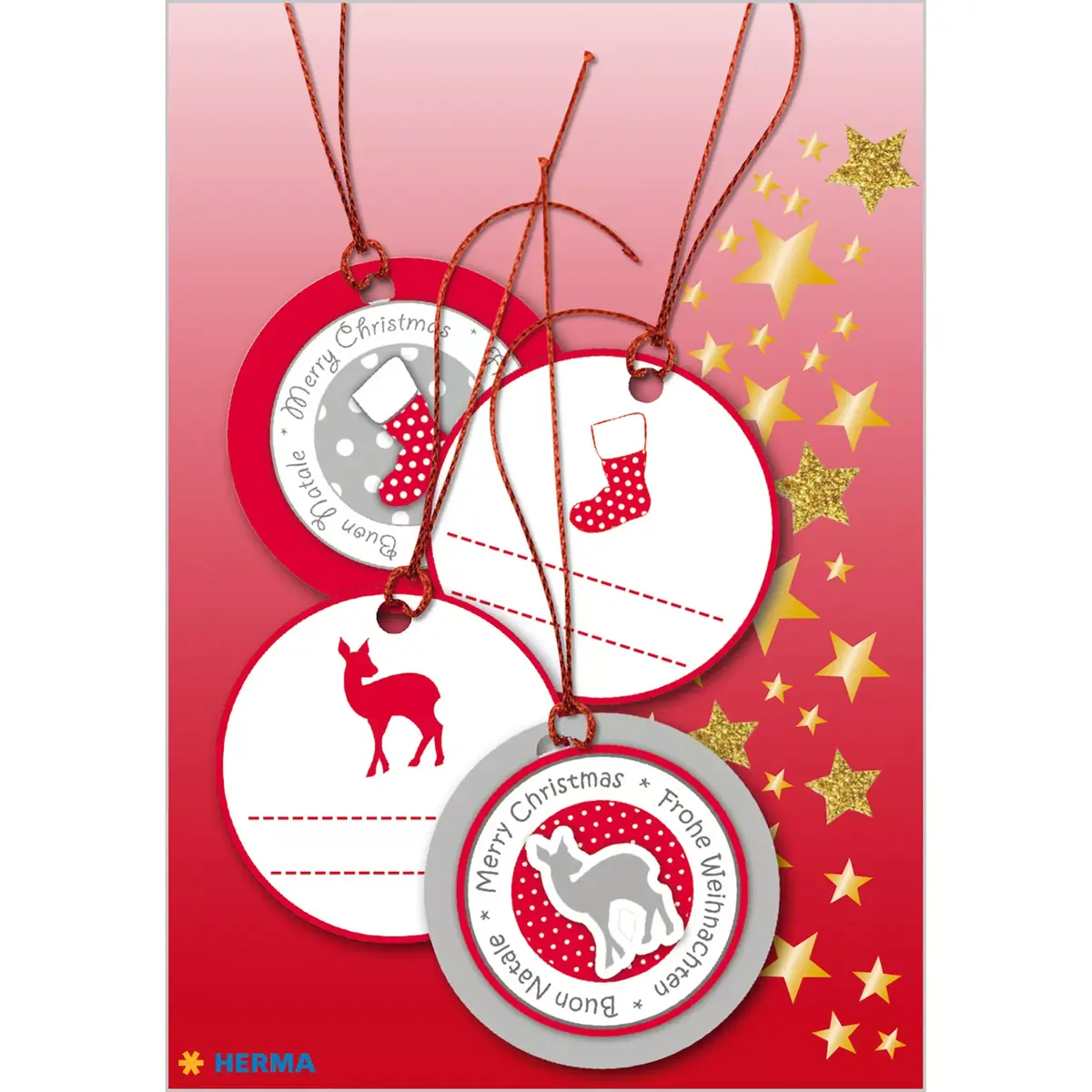 HERMA Christmas 3D Stickers Red Silver Photo 2