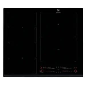 Electrolux EIV64453 Iebūvējama 60 cm zonas indukcijas plīts virsma ar 4 gatavošanas zonām, stikla keramikas virsmu, skārienjūtīgu vadību un 7350 W jaudu, melna