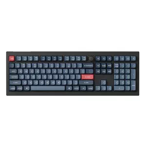 Механическая полноразмерная (100%) клавиатура Keychron V6 MAX — RF Wireless, раскладка QWERTY (немецкая), чёрно-тёмно‑синяя