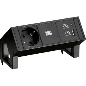 Bachmann DESK2 1x CEE7/3 USB A/C Charger черный — настольный блок с одной розеткой CEE7/3 и USB-портами (902.9109)