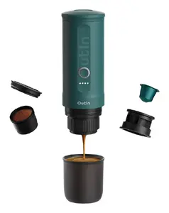 Portable espresso maker OUTIN Outin Nano Black Teal — 20 bar, ground coffee, 7500 mAh battery, 0.67 kg