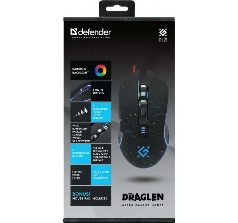 Spēļu pele Defender WIRED GAMING MOUSE DRAG LEN GM-907 Photo 2