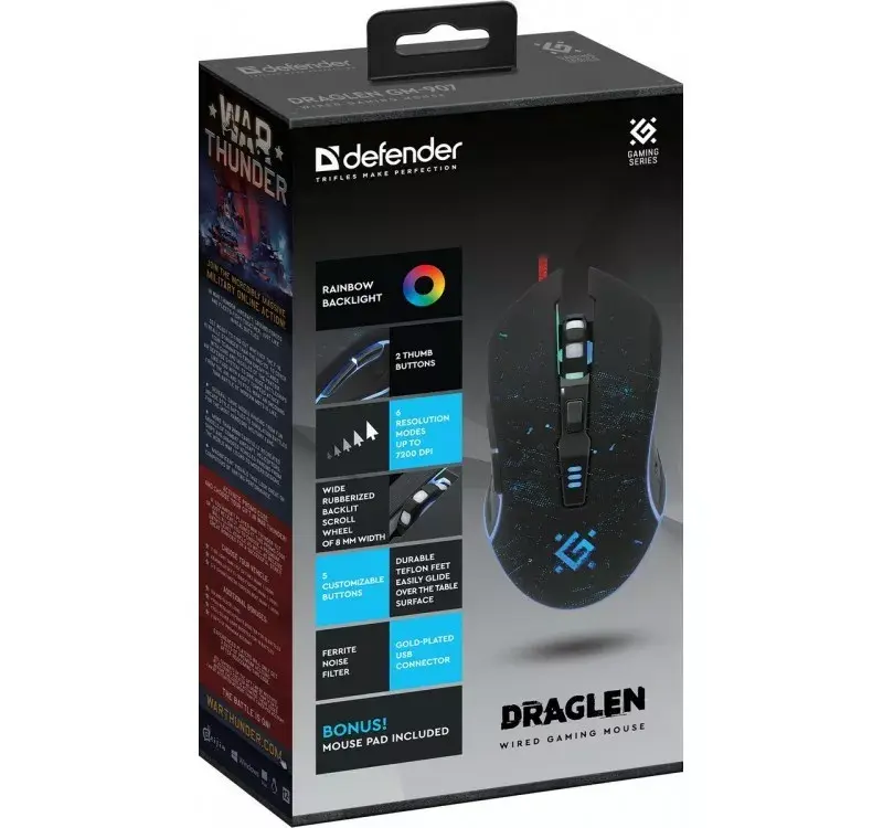 Spēļu pele Defender WIRED GAMING MOUSE DRAG LEN GM-907 Photo 5