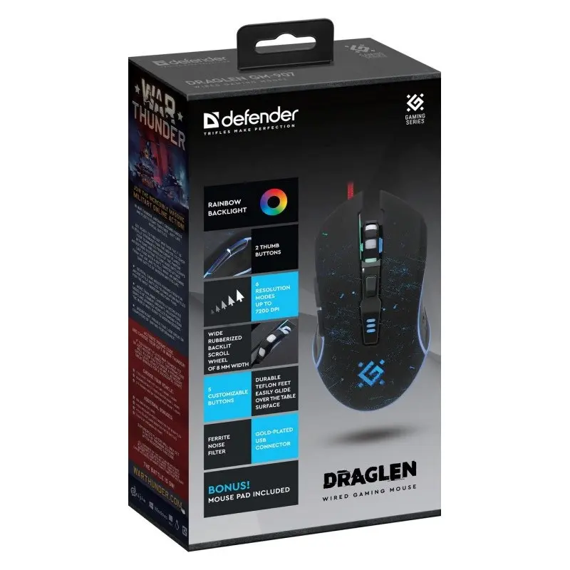 Spēļu pele Defender WIRED GAMING MOUSE DRAG LEN GM-907 Photo 8