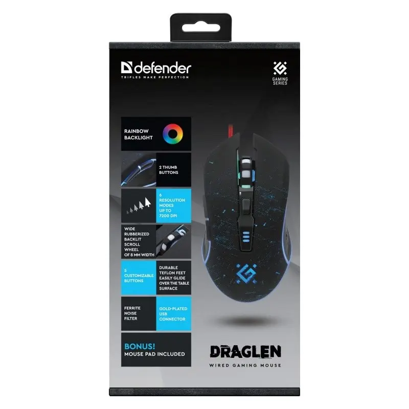 Spēļu pele Defender WIRED GAMING MOUSE DRAG LEN GM-907 Photo 9