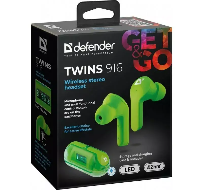 Bezvadu austiņas Defender TWI NS 916 Green Photo 4