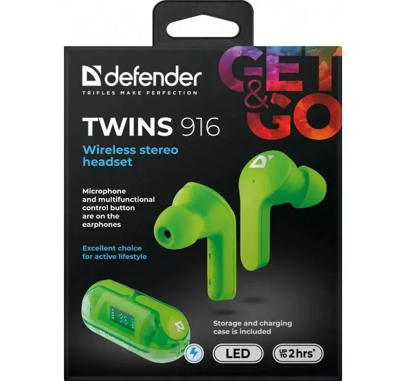 Bezvadu austiņas Defender TWI NS 916 Green Photo 5
