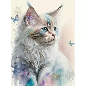 Алмазная мозаика - Белый кот