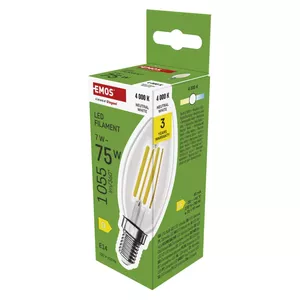 LED sveces spuldze EMOS 7W 1055 lm E14 neitrāli balta
