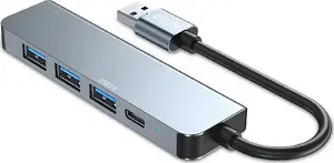 Хаб-адаптер Tech-Protect V0-HUB — 5 в 1, серый