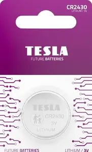 Coin cell battery TESLA CR2430 — 3V lithium button cell, size CR2430