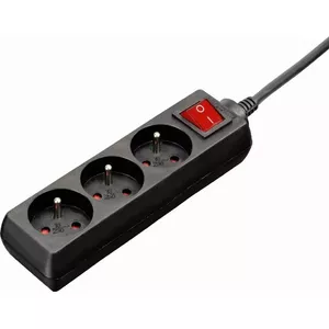 Strāvas sadalītājs Art.-Multimedia Hama Power Strip Standard — 3 kontaktligzdas, kabelis 1,5 m, melns