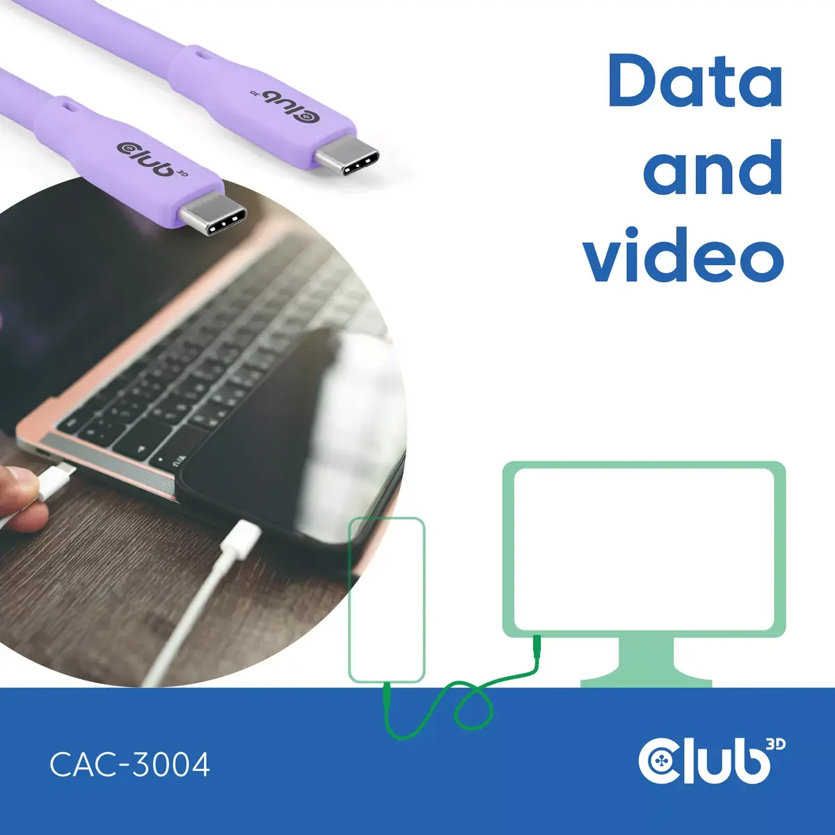 USB C kabelis CLUB3D CAC-3004 Photo 5