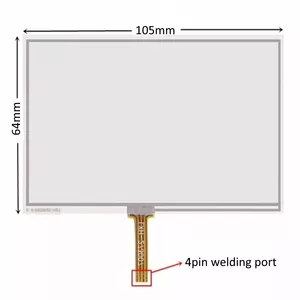Touch screen HQ CH0039 — 4.3-inch 4‑pin resistive touchscreen, active area 105×64 mm
