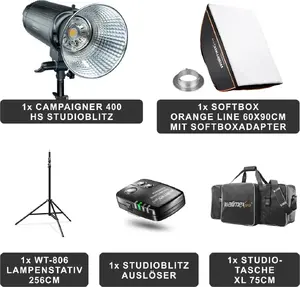 Studijas zibspuldžu komplekts walimex Campaigner 400 HS Set Single 400Ws