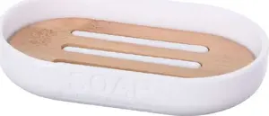 Bathroom Solutions бамбуковая мыльница K-170456610 — деревянная белая подставка для мыла