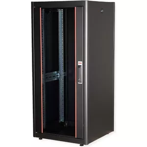 Freestanding rack ROLINE Basic 26U 600x600 glass door black