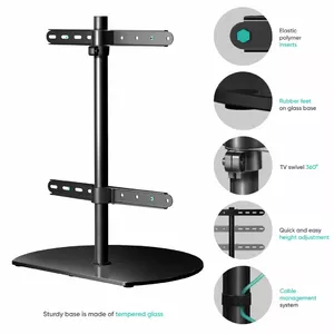 Desktop TV Stand ONKRON PT2-B for 32–65 inch screens, black, adjustable height and swivel