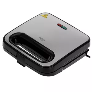 Sandwich maker Adler AD 3076 — 1000 W compact countertop sandwich press, black/silver