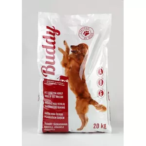 Dry dog food Buddy 20 kg — beef formula, complete adult nutrition