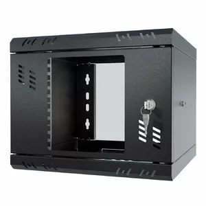 Rack cabinet Stalflex 10" 4U 300mm, black, glass front door (S-RC10-4U-300GB)