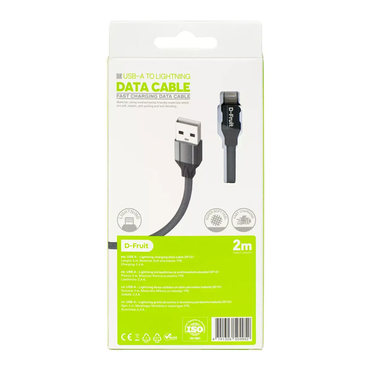 USB-A to Lightning cable D-Fruit DF121 2 m Photo 3