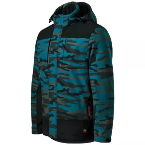 Softshell jacket RIMECK Vertex Camo Petrol — size L, camo petrol color, softshell outerwear