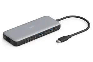 Digitus 8-port USB-C docking station with 2x HDMI, Gigabit Ethernet, USB Power Delivery up to 100W, and card reader