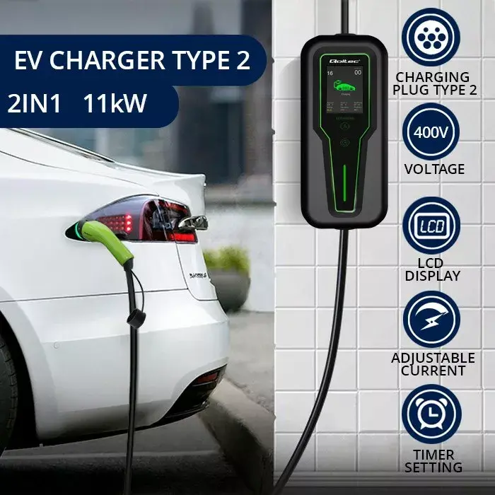 EV mobile charger QOLTEC 52467 Type 2 11 kW Photo 2