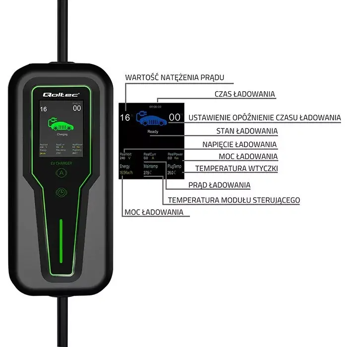 EV mobile charger QOLTEC 52467 Type 2 11 kW Photo 8
