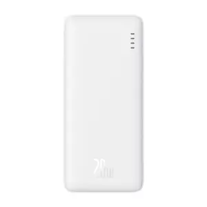 Portatīvais power bank Baseus Airpow 10000mAh 20W — LiPo, USB‑C + USB‑A, 2 ierīces, balts