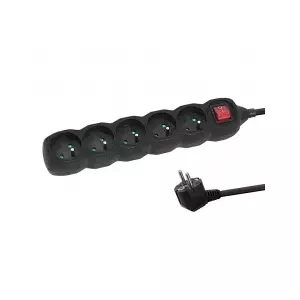 Power extension ESPERANZA ELK215K – 3 m cable, 5 Type E AC outlets, indoor, black