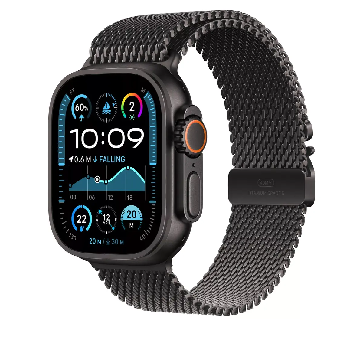 Siksna Apple 49mm Melns Titāna Milānas Cilpa Photo 2