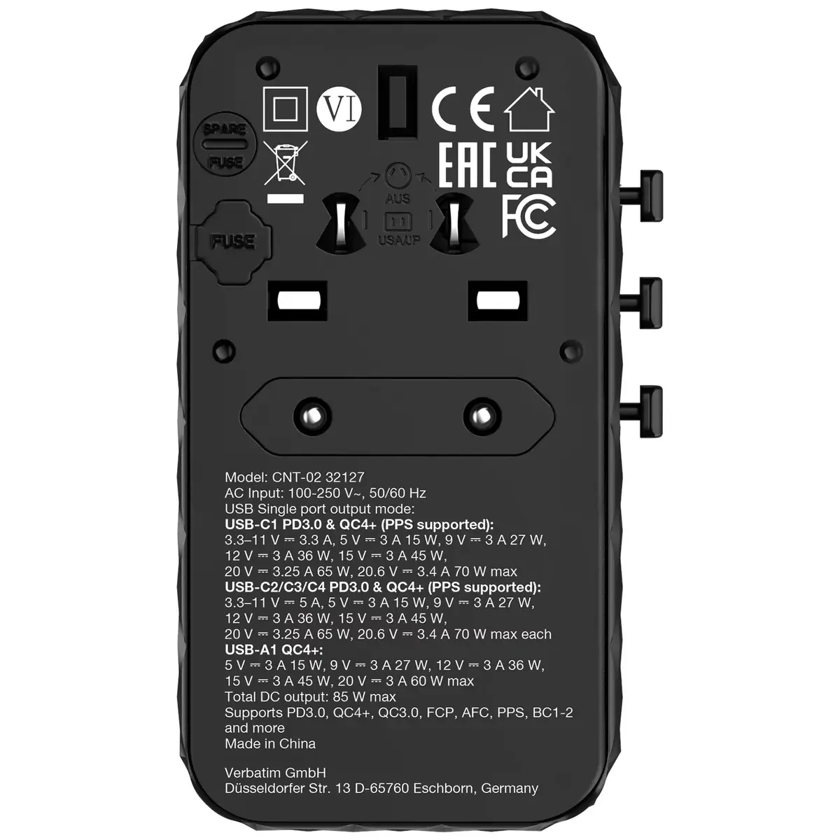 Lādētājs Verbatim Charge 'n' Travel Diamond 85W Retractable Cable CNT-02 Photo 4