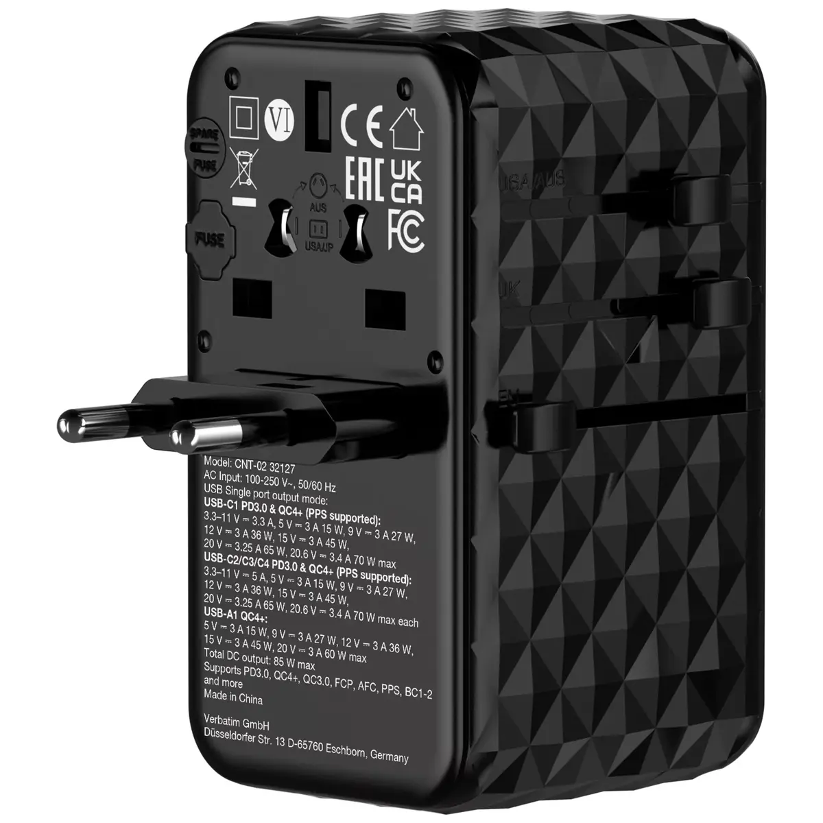 Lādētājs Verbatim Charge 'n' Travel Diamond 85W Retractable Cable CNT-02 Photo 6
