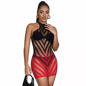Fishnet Dress SUBBLIME BODYSTOCKINGS 952242 — Red and Black, Elastic, One Size