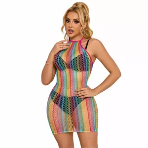 Платье SUBBLIME BODYSTOCKINGS SUBBLIME 952341 Rainbow Fishnet One Size — сетчатое платье, one size