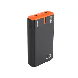 Portable charger TRACER EnerGen 20000 mAh, Power Delivery 20W, USB-C input, 2×USB-A outputs, 3-device support, orange