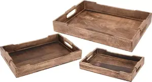 Набор из 3 деревянных подносов с плетёной окантовкой, Excellent Houseware A44710620