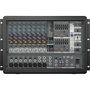 Audio mixer Behringer PMP1680S — 10 channels, 24-bit DSP, 40 kHz sample rate, 0.001% THD, 1050 W, Black