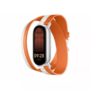 Кожаный ремешок для Xiaomi BHR8724GL, двухцветный бело‑оранжевый, регулируемый 140–180 мм