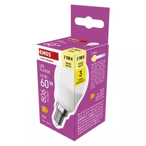 LED spuldze EMOS CLS MINI GLOBE 6.5W 806 lm E14 Silti balta