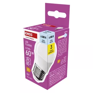 LED bulb EMOS CLS MINI GLOBE 6.5W 806 lm E27 — mini globe, warm/cool unspecified